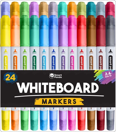 Smart Panda 12 Whiteboard Pens Dual Tip, Thin White Board Markers ...
