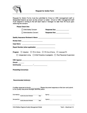 Fillable Online centerforchildwelfare fmhi usf Request for Action Form ...