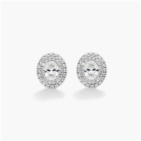 Double Halo Oval Diamond Studs – ONYA