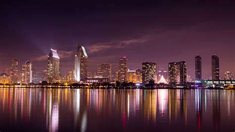 San Diego City Wallpaper 4K, Skyline, Cityscape, City lights