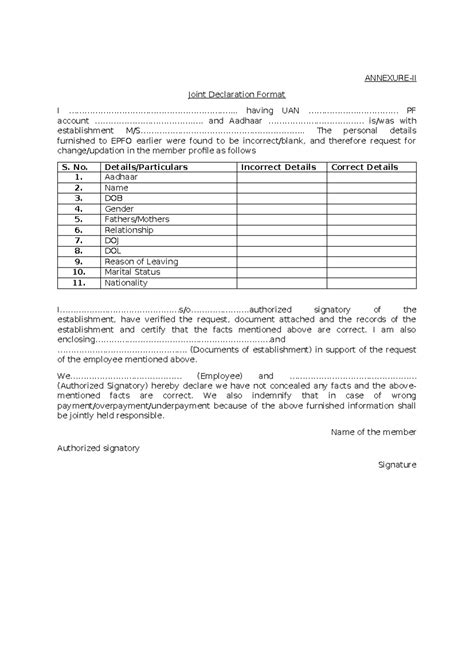 Joint declaration - PF - For study - ANNEXURE-II Joint Declaration ...