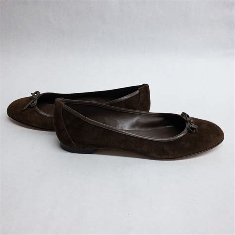 Manolo Blahnik Brown Suede Ballet Flats