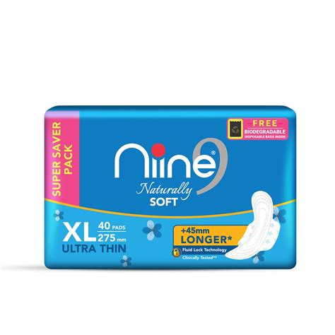 Buy Niine Naturally Soft Ultra Thin XL Sanitary Pads for Women| 40 Pads ...
