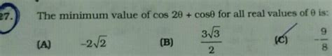 If cos^2x = cos^4x then find the minimum and maximum value of sin ^ 2 x ...