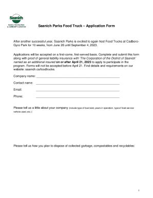 Fillable Online Saanich Parks Food Truck Application Form Fax Email ...