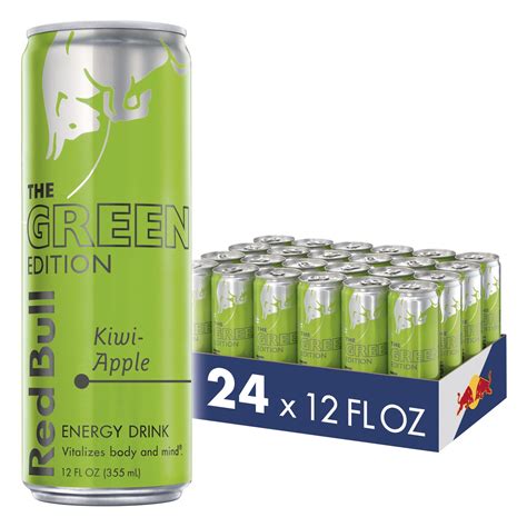 (24 Cans) Red Bull Energy Drink, Kiwi Apple, 12 fl oz, Green Edition ...
