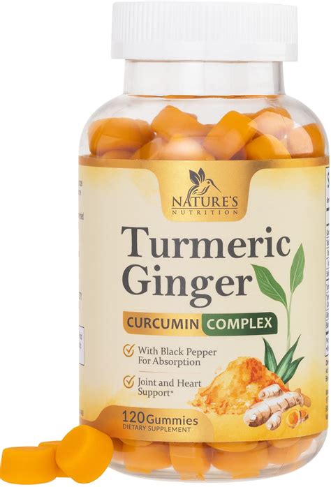 Buy Turmeric Ginger Gummies - Vegan Turmeric Curcumin Gummy with 95% ...
