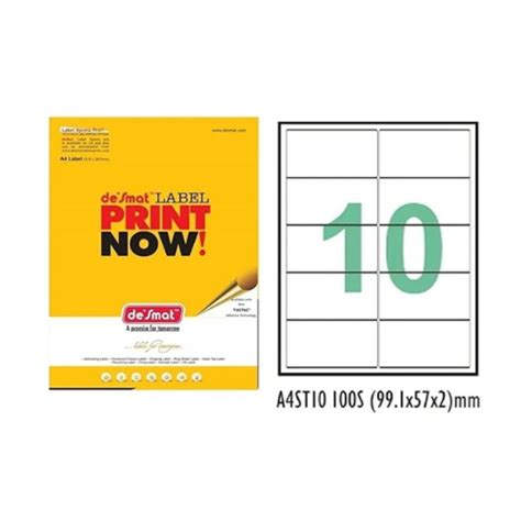 Desmat A4 Size 1 Label Full Sheet Self-Adhesive Paper Sticker Pack of ...
