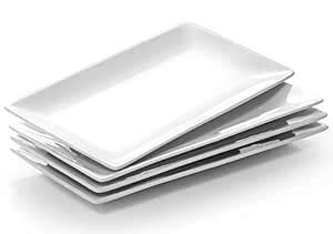 Buy DOWAN 9.7-Inch Porcelain Serving Platters/Plates - Set of 4, White ...
