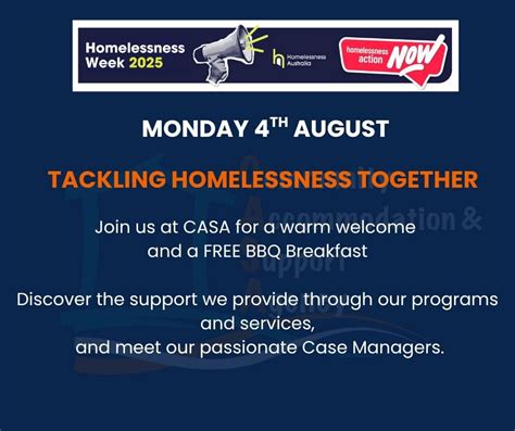 Homelessness Week 2025 - Tackling Homelessness Together, 4/54 Gregory ...