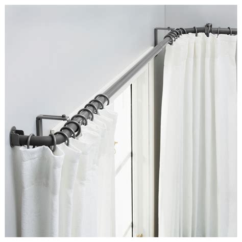 HUGAD Curtain rod set for bay window - IKEA Bow Window Curtains, Bay ...