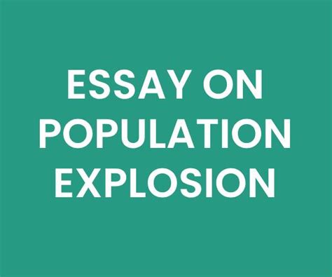 ESSAY ON POPULATION EXPLOSION | English Essay For Class 1 to 12 | The ...