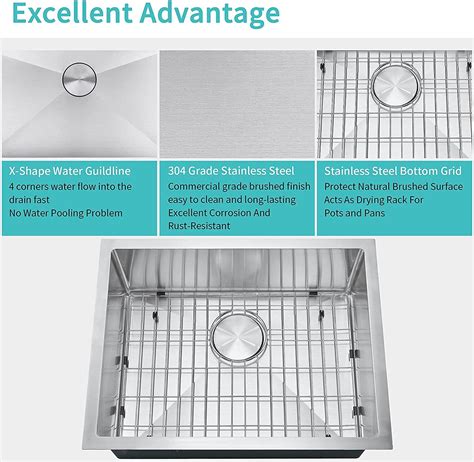 Buy Eskdrrei 23-inch Kitchen Sink, Undermount Single Bowl Stainless ...