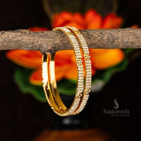 Timeless Diamond Bangles: Micro Gold Plated Elegance for Festivities ...