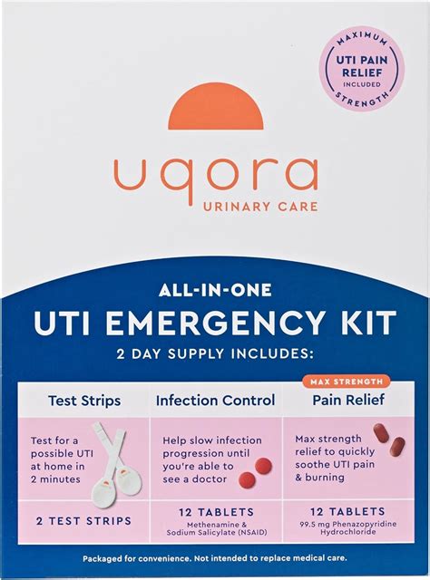 Amazon.com: Uqora UTI Emergency Kit - Comes with 2 Urinary Tract Infection Test Strips, 12 UTI ...