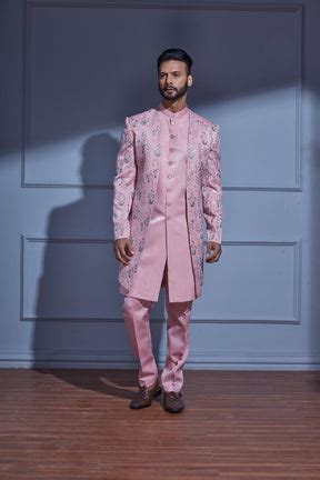 POWDER PINK OPEN INDO-WESTERN SET