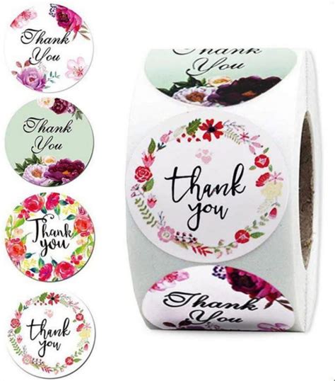 Kavya Craft Present 1inch Elegant Floral Gift Tags Thank You Stickers ...
