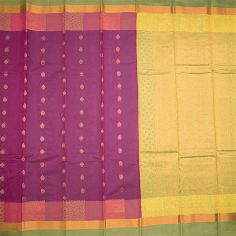 Silk Cotton Dark Pink Zari Worked Saree 04 – Kumaran Silks