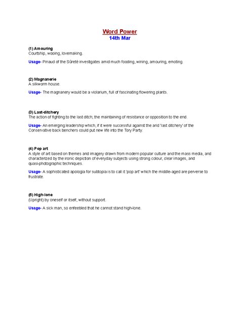 Word Power- 14th Mar - Very Usefull. - Word Power 14th Mar (1) Amouring ...