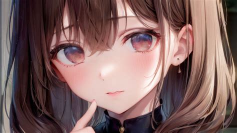 Download wallpaper 2560x1440 girl, blush, anime, gesture widescreen 16: ...