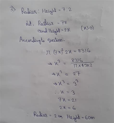 the radius and height of cylinder are in the ratio 7 ratio 2 if the ...