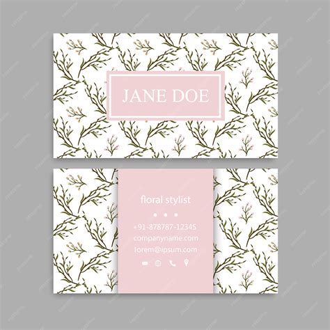 Premium Vector | Cute floral pattern business card name card design template