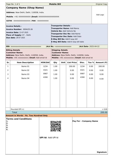 Download Free GST Transport Bill Template in Word, Excel, PDF