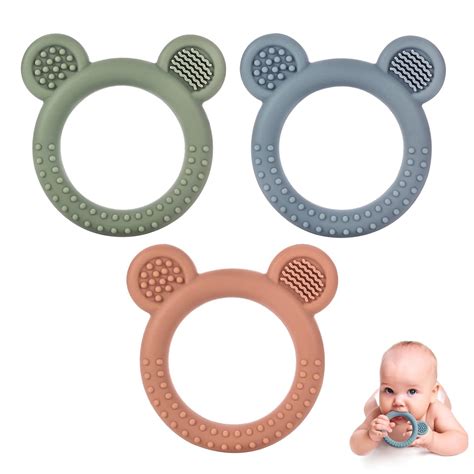Amazon.com : Eascrozn Baby Teething Toys Set of 3, Teethers for Babies ...