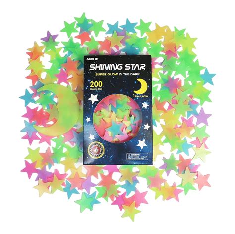 Buy Glow in The Dark Stars Stickers for Ceiling, Adhesive 200pcs 3D ...