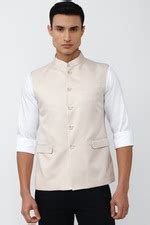 Buy Men Beige Textured Party Nehru Jacket Online - 815236 | Van Heusen
