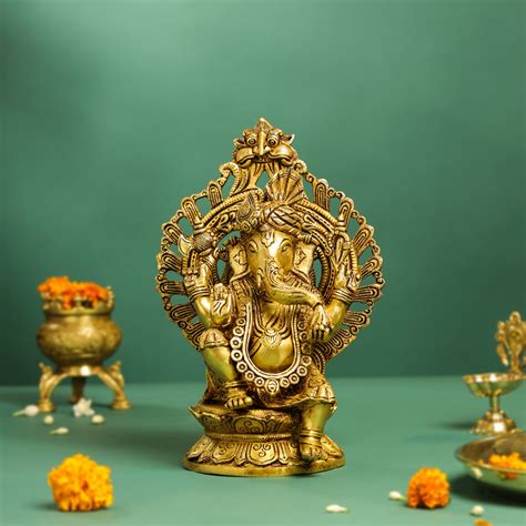 Brass Frame Pagdi Ganesha Idol (12 Inch) – Vedansh Craft