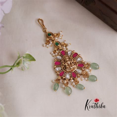 Beautiful Jadau Maang Tikka with Pastel Green Beads MT269 – Kruthika ...