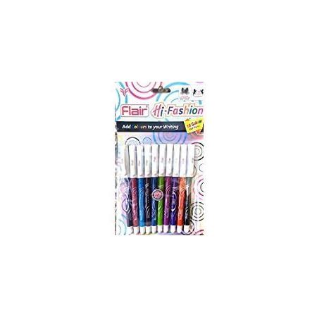 Flair HI Fashion 10 colour Full Gel Pen And Colourful Gilletter Pen ...