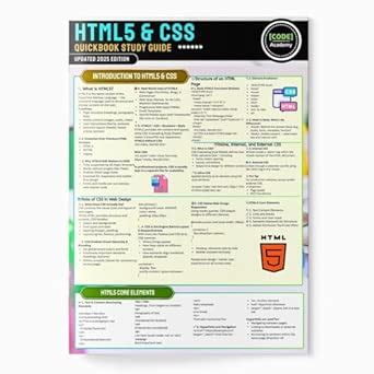 HTML5 Web Development with CSS Quick Book 2025 | Laminated Cheatsheet ...