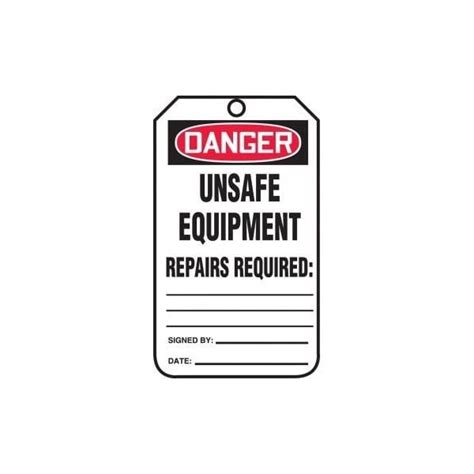Accuform Safety Tags, DANGER UNSAFE EQUIPMENT REPAIRS REQUIRED, 5.75in ...