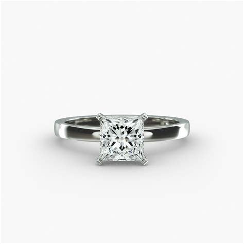 GIA 3.02 Carat F-SI1 Ideal Cut Princess Diamond Comfort Fit Solitaire ...