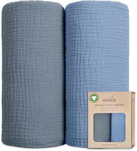 Amazon.com: Organic Cotton Baby Muslin Blanket - Breathable, Large ...