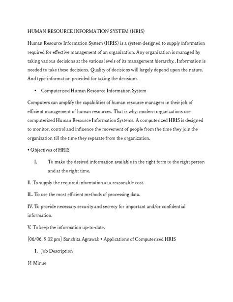 Document - HUMAN RESOURCE INFORMATION SYSTEM (HRIS) Human Resource ...