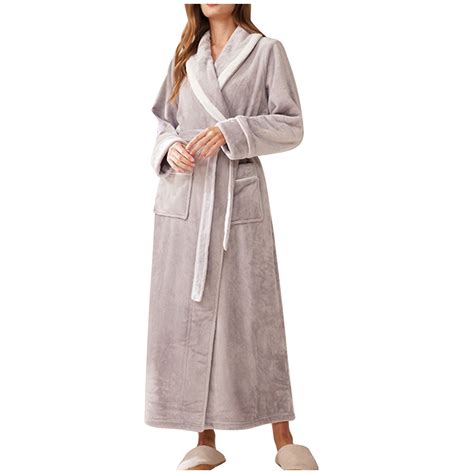LIaqionyy Women's Long Fleece Robe Warm Soft Floor Length Bathrobes ...