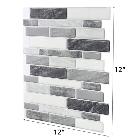Art3d 10-Sheet Self Adhesive Backsplash, 12 in. x 12in. Grey Marble ...