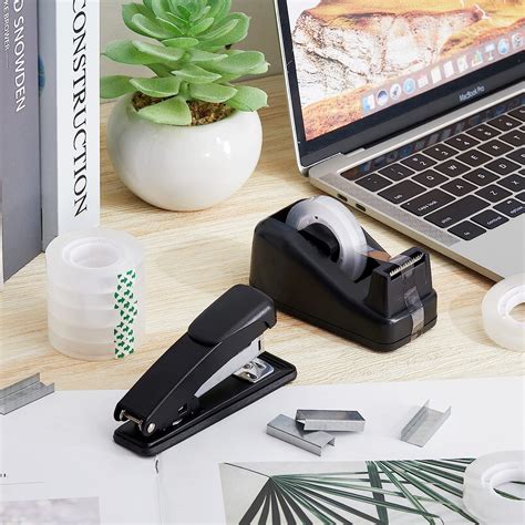 Buy 24 Pcs Stapler and Tape Dispenser Set, 6 Staplers for Desk, 6 Boxes ...