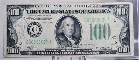 1934 100 Dollar Federal Reserve Note - Dark Green Seal - Philadelphia ...