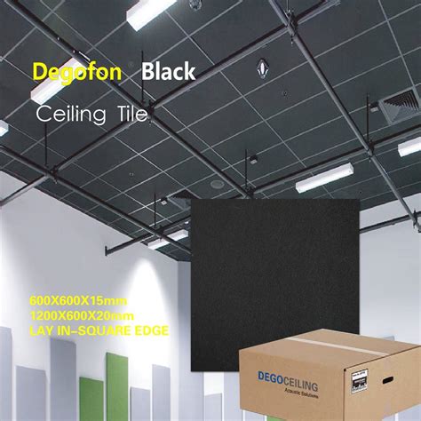 Black Clour Ceiling Tiles Fire A2 Glass Acoustical Ceilings - Black ...