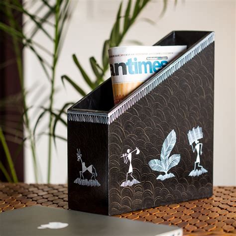 Buy ExclusiveLane Warli Handpainted Magazine Cum Newspaper Stand in ...