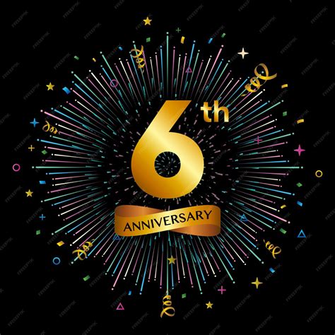 Premium Vector | 6th anniversary celebration logotype golden ...