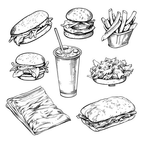 Premium Vector | Collection of hand drawn fast food