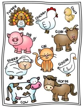 Farm Animals Vocabulary: Coloring Level 2 by Teaching's Fun | TPT