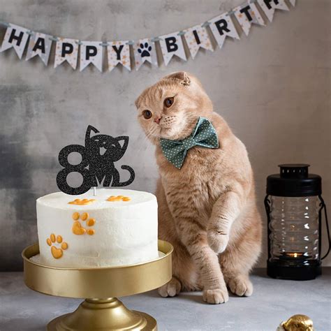 Buy Cat Eight Cake Topper, Happy 8th Birthday Cake Decor, I'm Eight ...