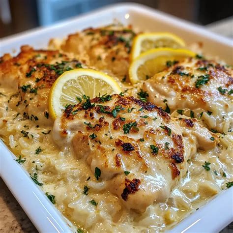 Creamy Lemon Chicken and Rice Casserole: Comforting Dinner - cookzip.com