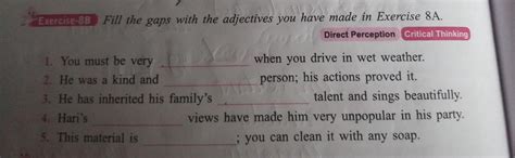 Q8B- Fill the gaps with the adjectives you have made in exercise 8 A ...